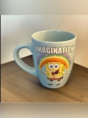 NEW SpongeBob SquarePants Imagination 25 Oz Jumbo Curved Blue Mug Rainbow PRIDE